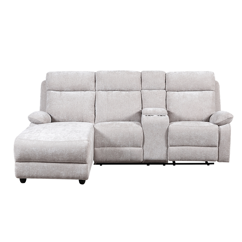 Chenille chaiselong sofa med skammel